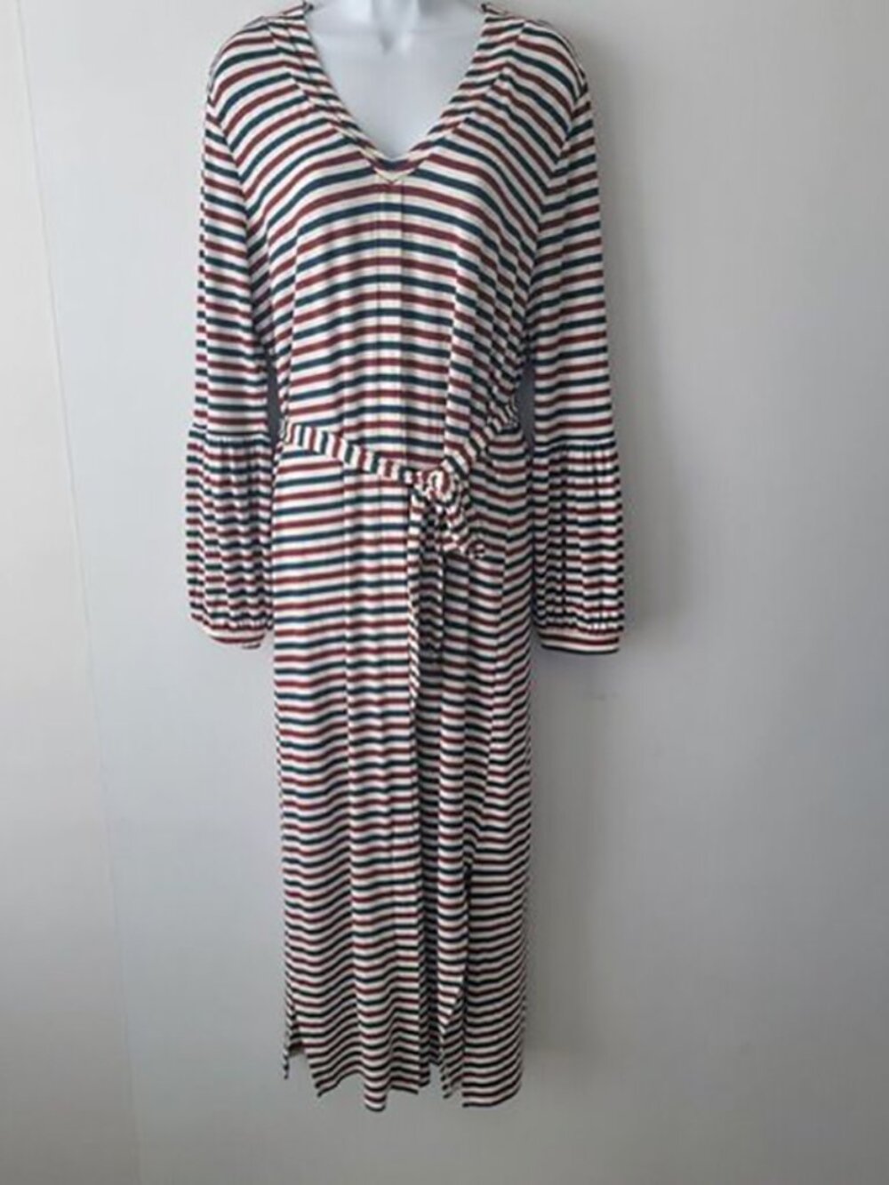 Universal Standard J. Crew Long Sleeve Jersey Stripe Knit Midi Dress size S